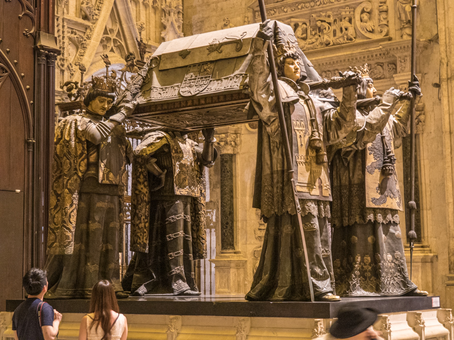 Sarcophagus of Christopher Columbus in Seville Cathedral, Spain. 
